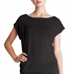 Jordan Taylor Boatneck Dress With Shirring - Black