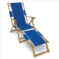 Frankford Umbrellas Frankford Oak Wood Folding Beach Chair W/ Footrest