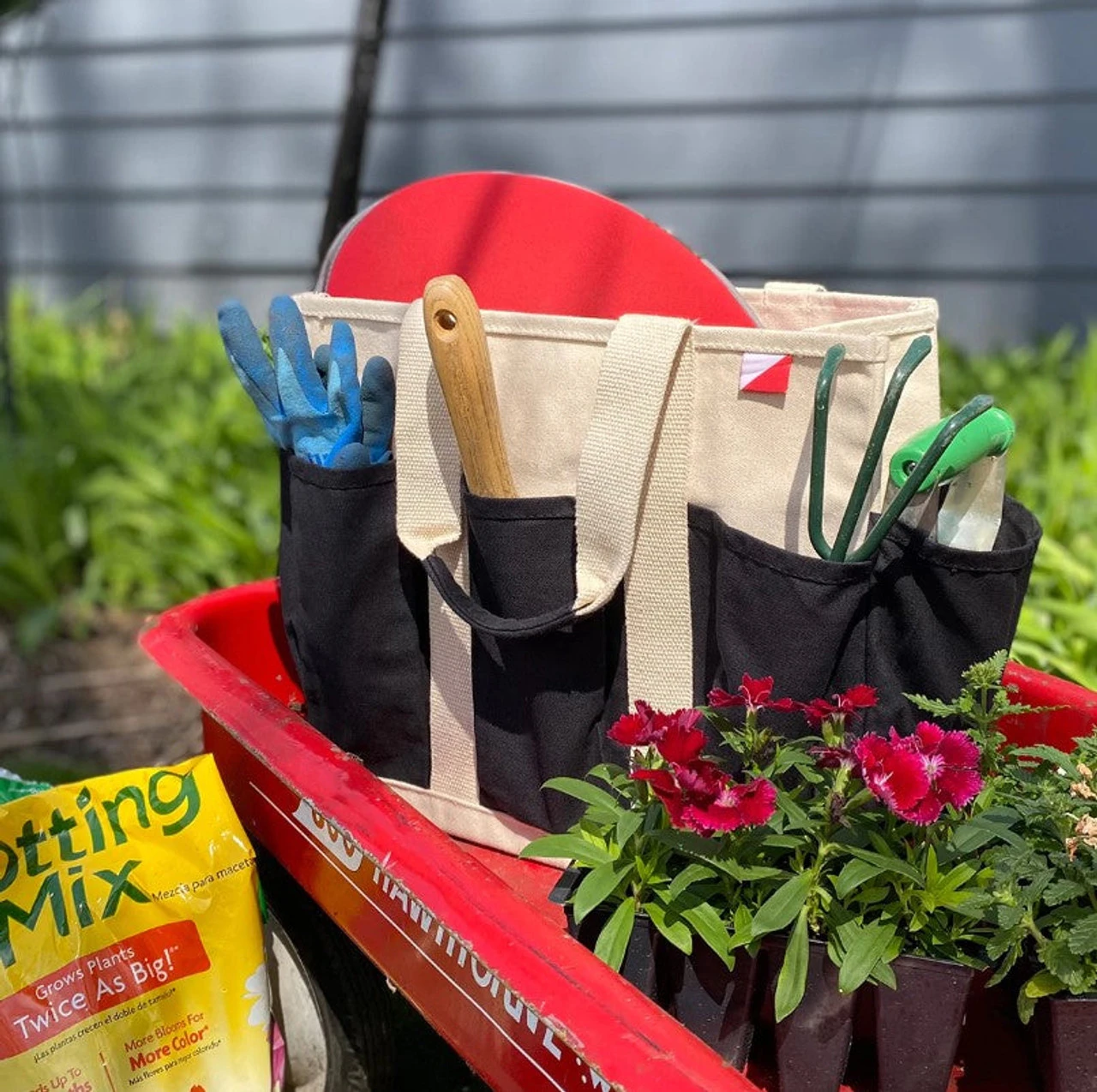 Shore Bags® Medium Pocket Tote - Natural/Navy - Image 5