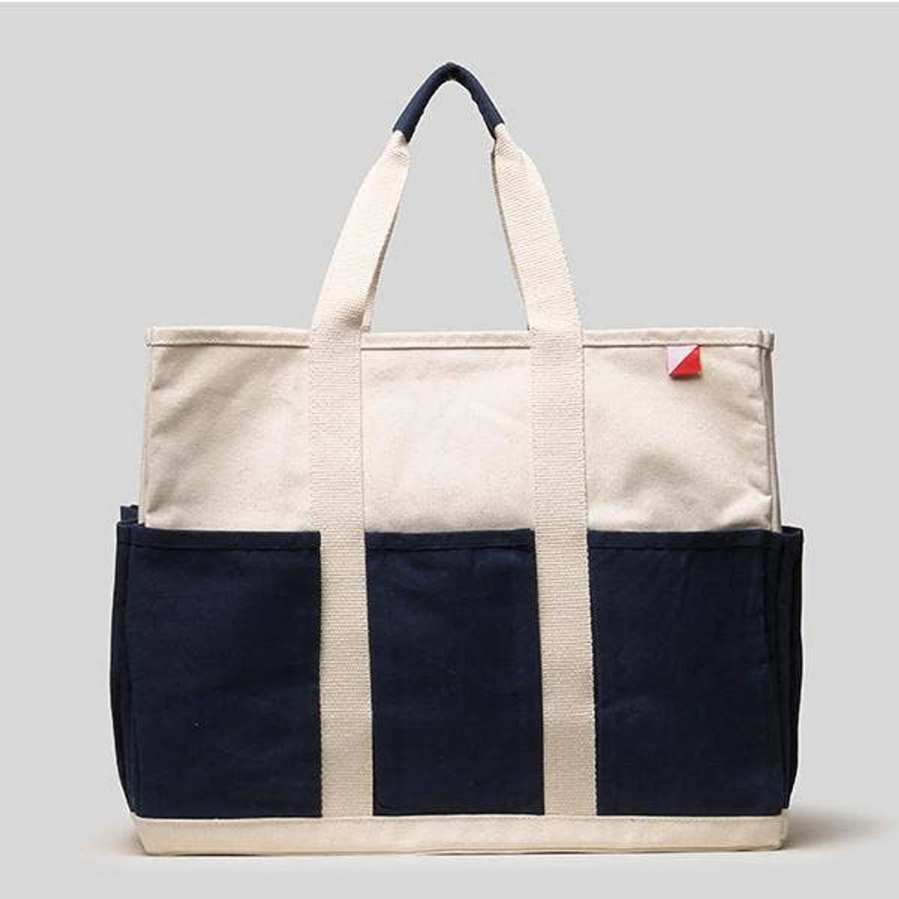 Shore Bags ShoreBags® Pocket Grocery Tote - Natural With Navy - Large - Image 2