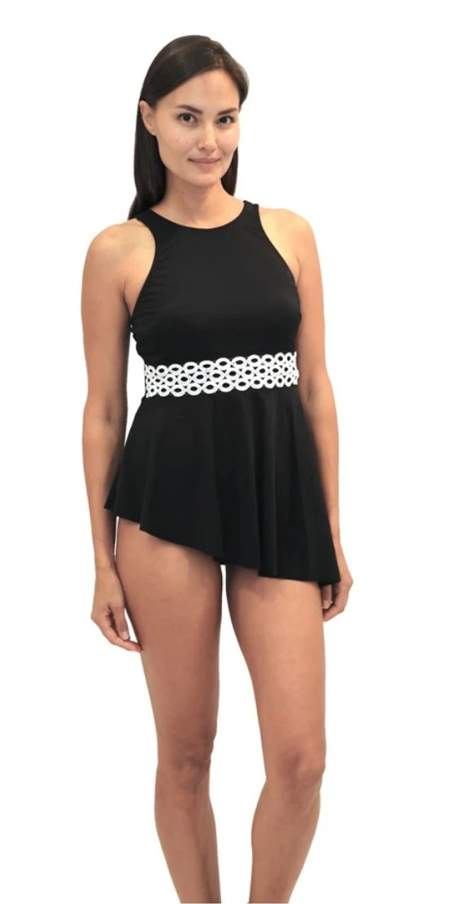 Fit4U Fit 4U™ Loopy Hi Neck Asymmetric Top - Black