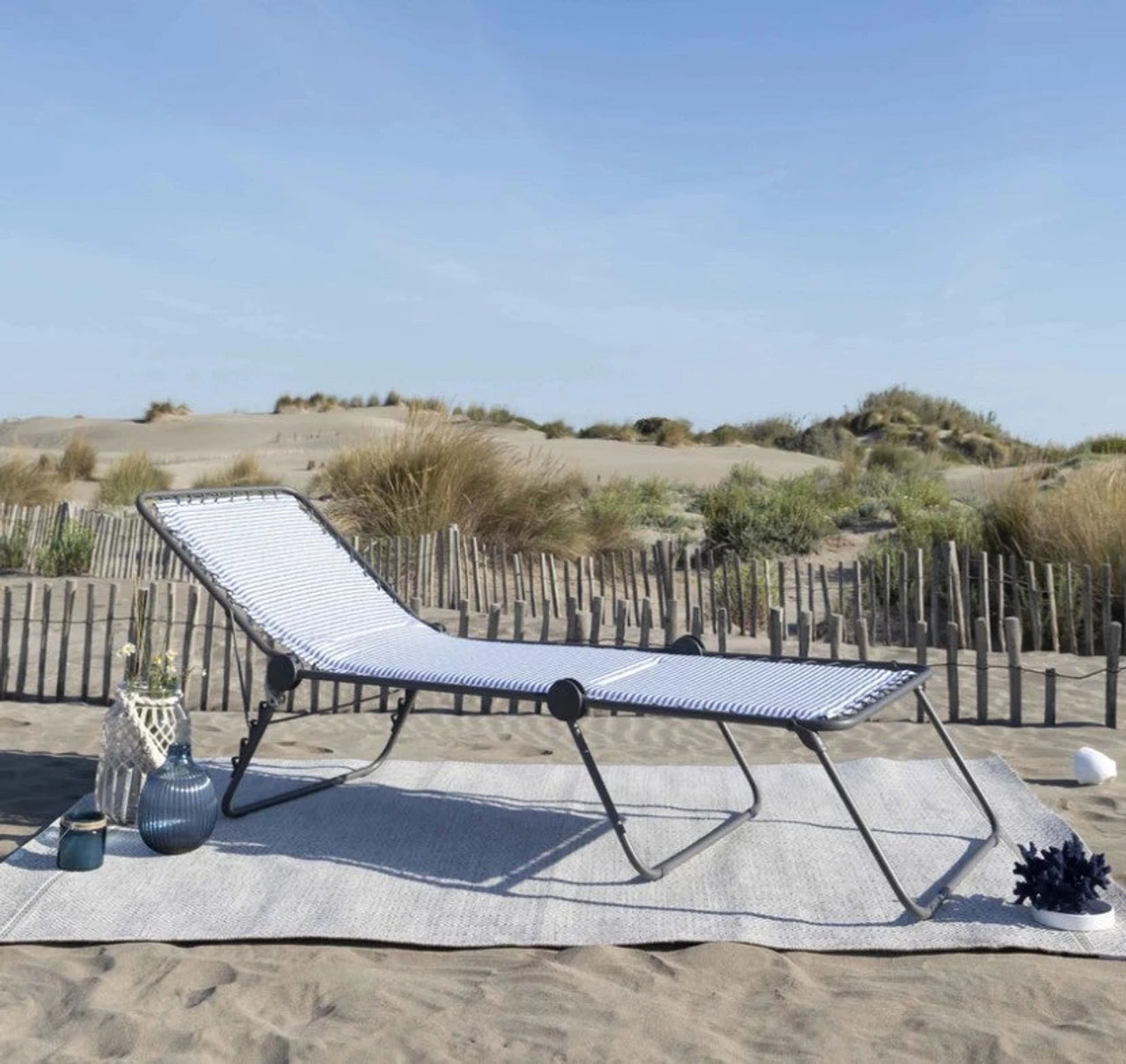 Lafuma® Siesta Padded Sunlounger - Marine Blue Stripe - Image 4