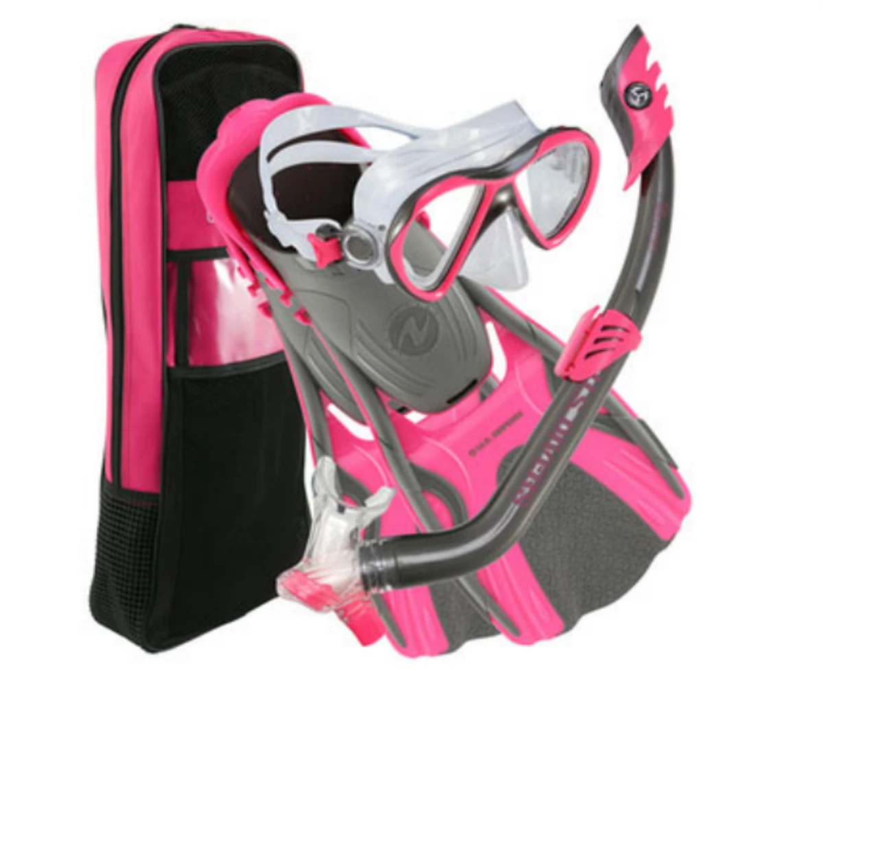 U.S. Divers Junior Purge Dry Top Snorkel Set With Bag - Pink
