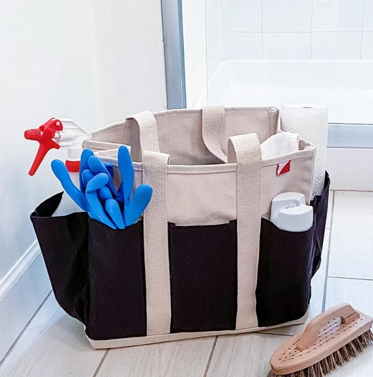 Shore Bags® Medium Pocket Tote - Natural/Navy - Image 3