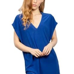 Jordan Taylor V-Neck Tunic With Back Slashes - Royal Blue