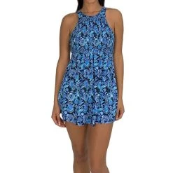 Fit4U Fit 4U™ Hi-Neck Dress With Smocking - Bliss Blue