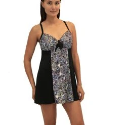 Fit 4U™ Tidal Blocked Vintage Tie Front Dress - Blue