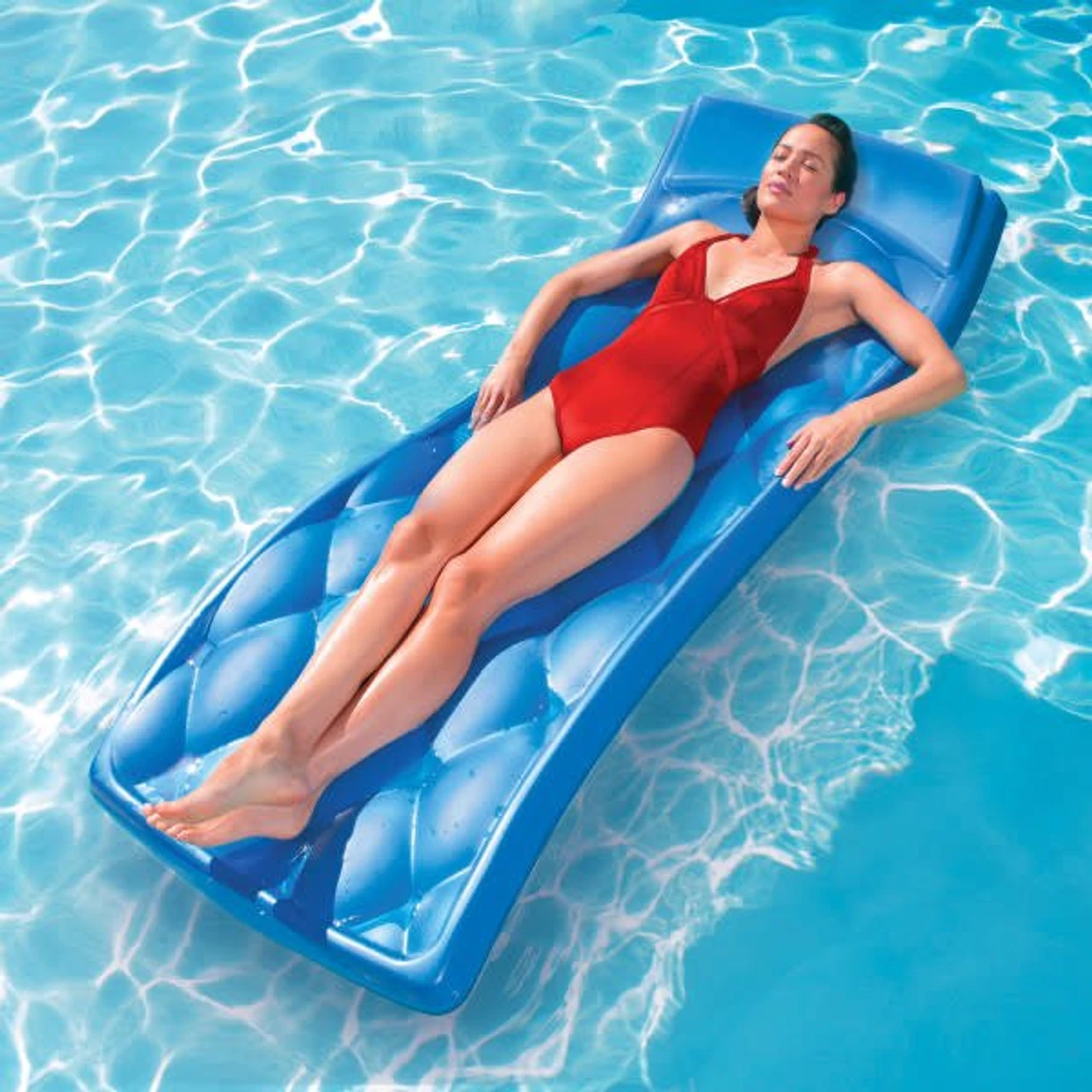 SwimWays Aquaria Avena Lounge Cell Foam Pool Float - Blue - Image 2