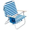 Rio Brands Rio 3 Position Aluminum Backpack Chair With Removeable Tote - Blue White Stripe